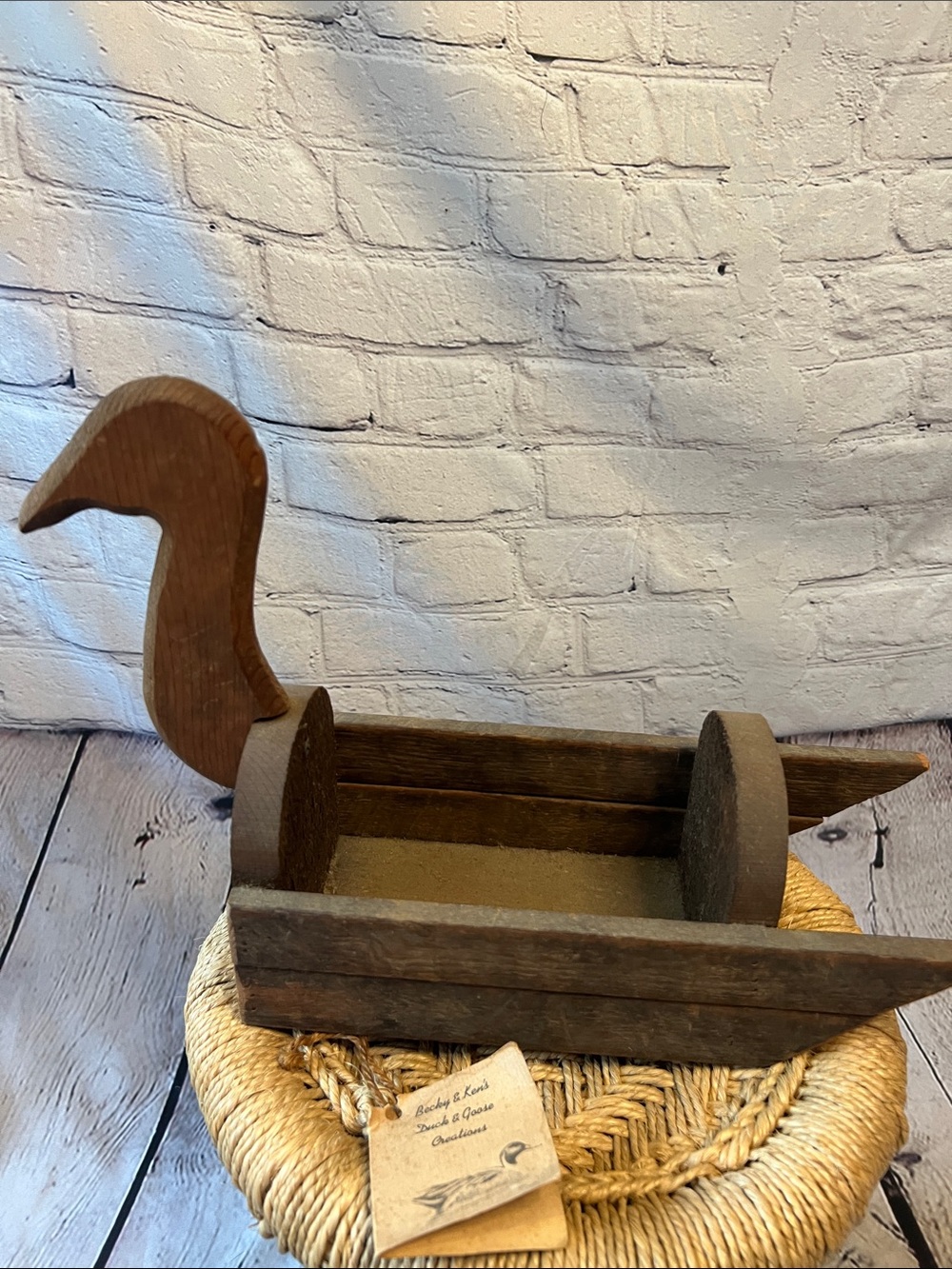 Vintage Lancaster County PA Wooden Goose Planter 80-100 Year Old Lath Folk Art